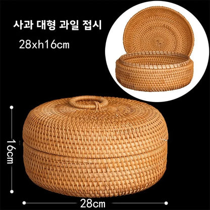 Handwoven Basket Fruit Tray Living Room Decorative Storage Box Handmade Wier Basket Tropical Fruit Serving Di