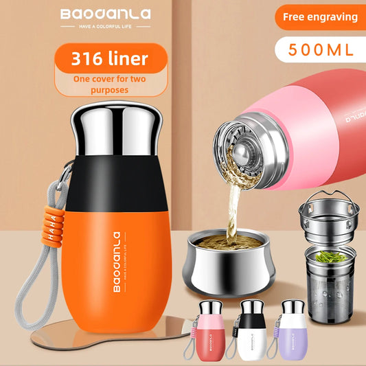 Vacuum Insulated Coffee Mug, Double-wall Stainless Steel Travel Tumbler, 16.91 fl oz, thermo, Valentines Gift