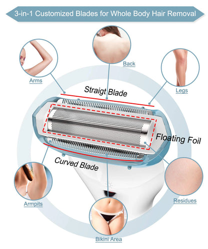 Electric Razor for Women Bikini Trimmer Body Hair Removal for Legs and Underarms Washable Depilador Epilator Tools USB Charging