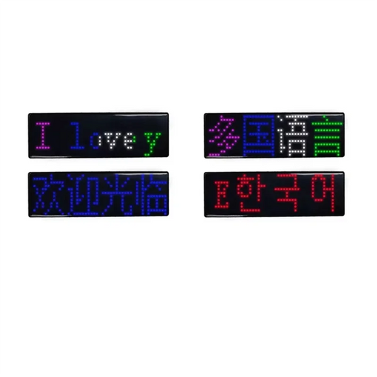 Elegante-multilíngue led digital crachá usb recarregável diy texto programável nome crachá rolagem tag sinal módulo exibição
