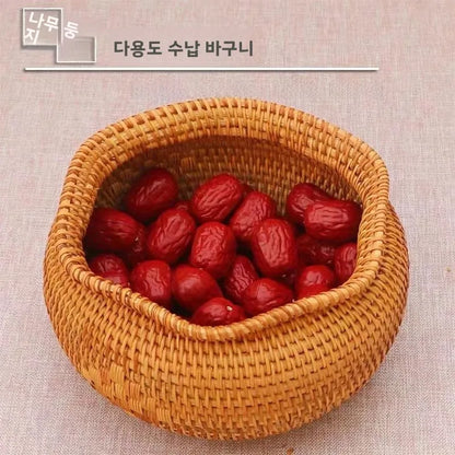 Handwoven Basket Fruit Tray Living Room Decorative Storage Box Handmade Wier Basket Tropical Fruit Serving Di