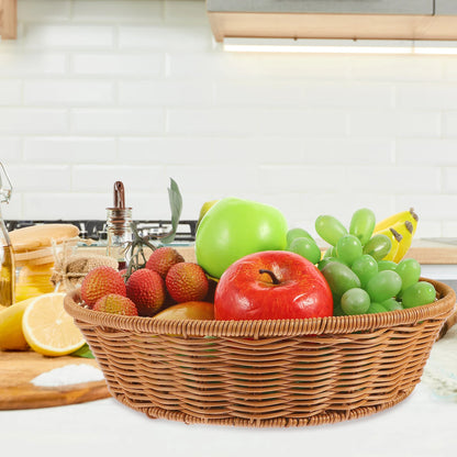 Cesta de pão para lanche, bandeja redonda de vime, ferro, armazenamento de cozinha, banheiro, suporte de frutas, recipiente grande para servir