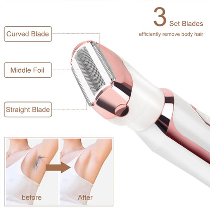 Women Electric Shavers Razors on Leg Armpit, Epilator Nose Hair Remover Facial Body Bikini Eyebrow Beard Mustache Women Trimmer