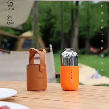200ml Collapsible Travel Tea Maker with Magnetic Closure and Separate Infusion Chamber Titanium Camping Tea Pot