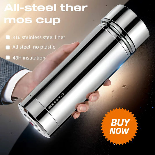 Insulated vacuum Thermo Bottle 500ml/16.9oz with cup Stainless steel coffee bottles for hot and cold drink water flask.