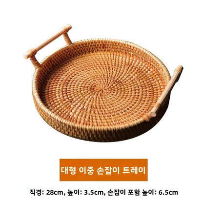 Handwoven Basket Fruit Tray Living Room Decorative Storage Box Handmade Wier Basket Tropical Fruit Serving Di