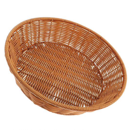 Cesta de pão para lanche, bandeja redonda de vime, ferro, armazenamento de cozinha, banheiro, suporte de frutas, recipiente grande para servir