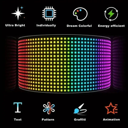 Painel de matriz de led programável flexível, display de rolagem usb com controle remoto por aplicativo, placa de luz de pixel diy para loja de carros